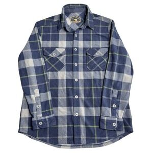 Freedom Foundry Shirt Men M Navy Blue Plaid Flannel Button Down Casual Outdoor‎